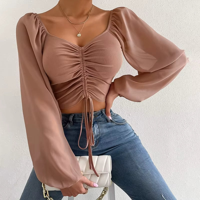 Aura Cinch-Crop Blouse