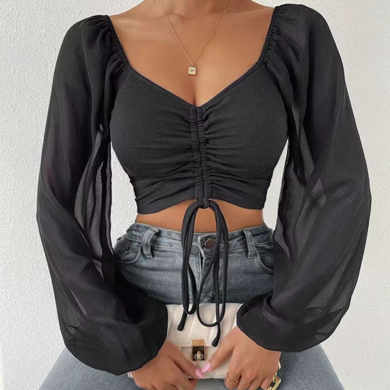 Aura Cinch-Crop Blouse