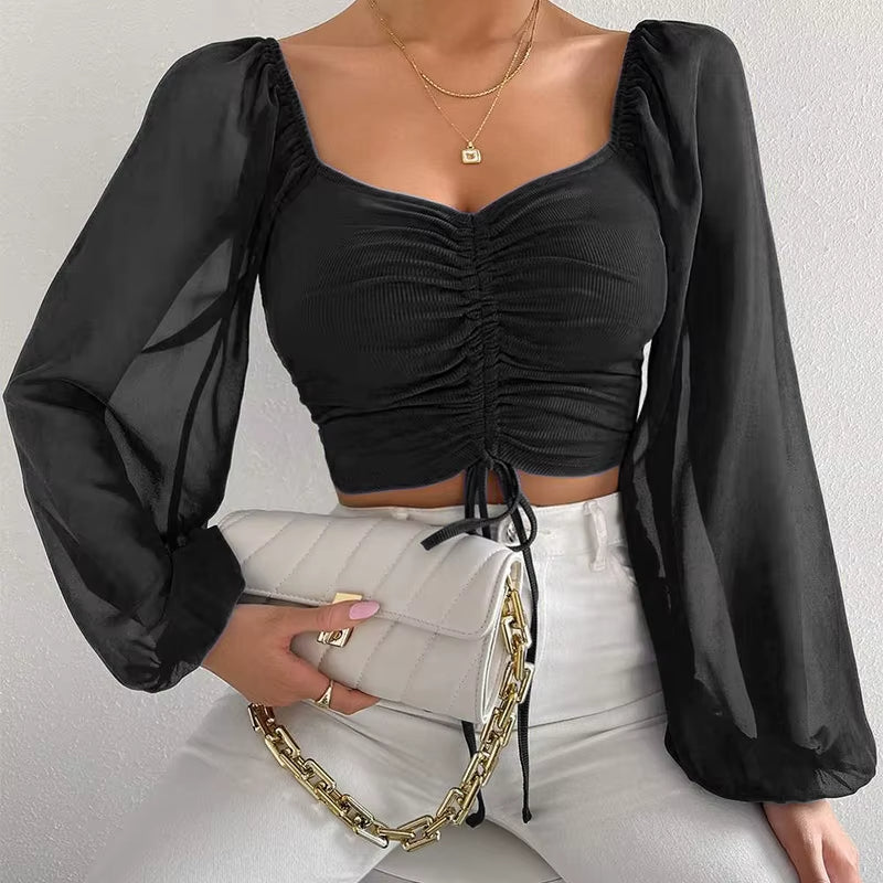 Aura Cinch-Crop Blouse